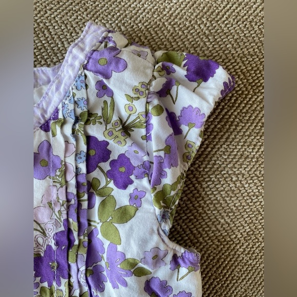 Gymboree Girls Cotton Dress. Purple and Green Floral Pattern. Size 12-18 Months. - Picture 3 of 6